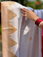 প্রিমিয়াম মিনাকারী জামদানী শাল (সাদা) - Image 4