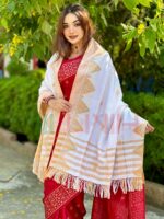 প্রিমিয়াম মিনাকারী জামদানী শাল (সাদা) - Image 2